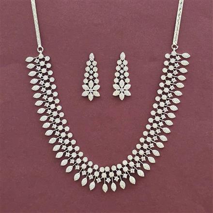 Cz Classic Necklace With Rhodium 2 Tone Mehndi Plating