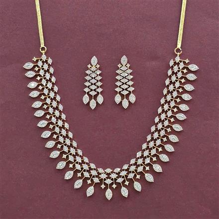 Cz Classic Necklace With Rhodium 2 Tone Mehndi Plating