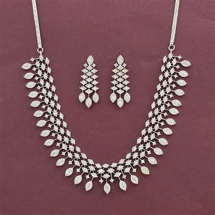 Cz Classic Necklace With Rhodium 2 Tone Mehndi Plating