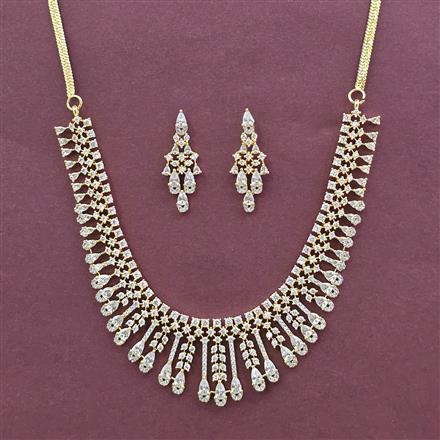 Cz Classic Necklace With Rhodium 2 Tone Mehndi Plating