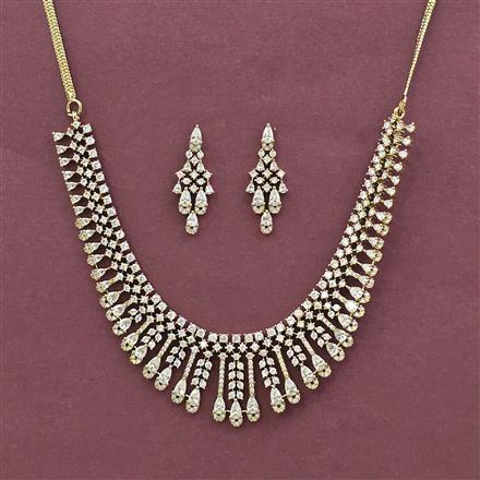 Cz Classic Necklace With Rhodium 2 Tone Mehndi Plating