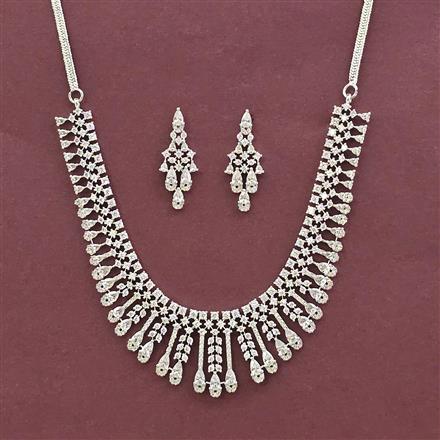 Cz Classic Necklace With Rhodium 2 Tone Mehndi Plating