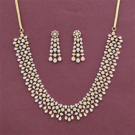 Cz Classic Necklace With Rhodium 2 Tone Mehndi Plating