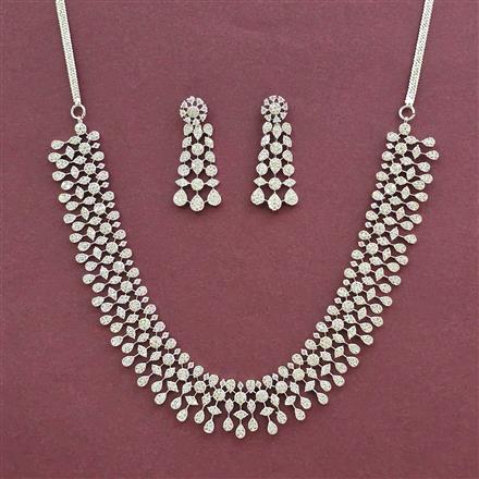 Cz Classic Necklace With Rhodium 2 Tone Mehndi Plating