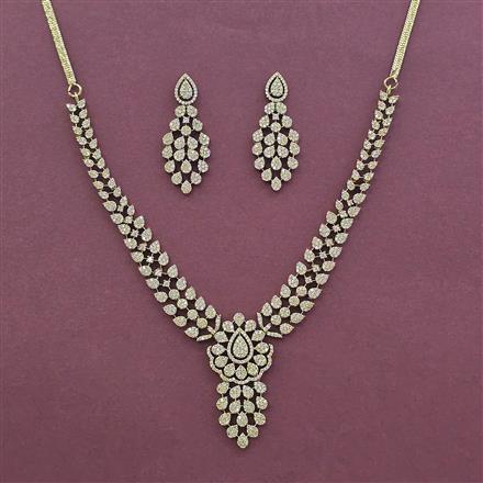 Cz Classic Necklace With Rhodium 2 Tone Mehndi Plating