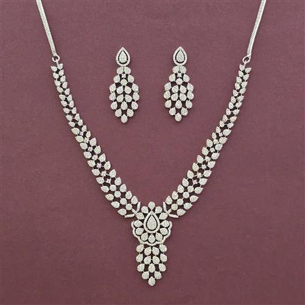 Cz Classic Necklace With Rhodium 2 Tone Mehndi Plating