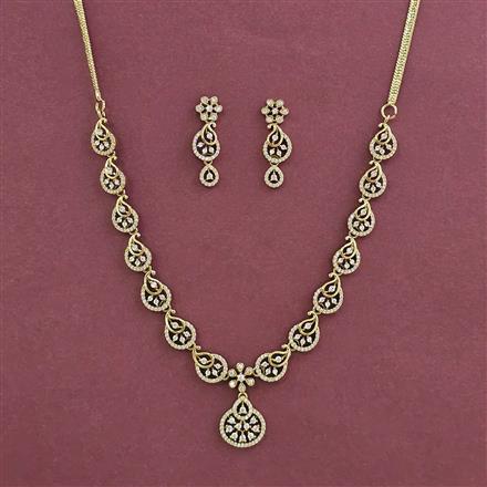 Cz Classic Necklace With Rhodium 2 Tone Mehndi Plating