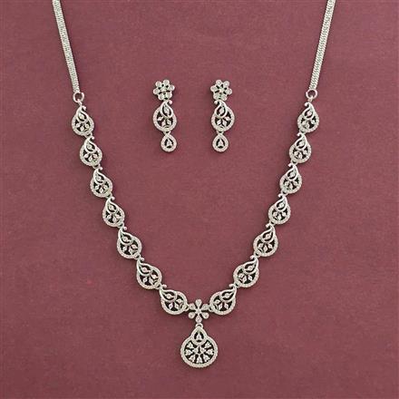 Cz Classic Necklace With Rhodium 2 Tone Mehndi Plating
