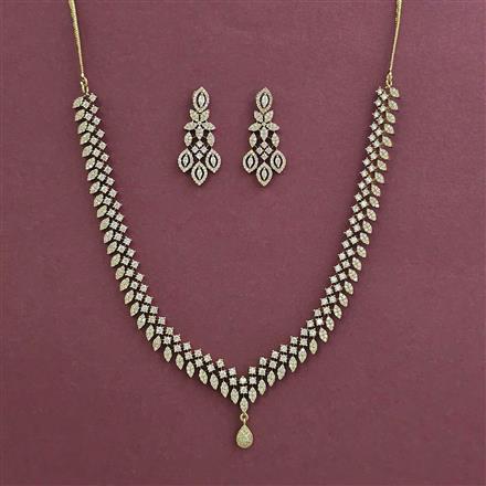 Cz Classic Necklace With Rhodium 2 Tone Mehndi Plating