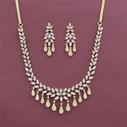 Cz Classic Necklace With Rhodium 2 Tone Mehndi Plating