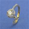 Cz Adjustable Ring With Mehndi Rhodium 2 Tone Plating
