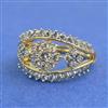 Cz Adjustable Ring With Carat Mehndi Rhodium 2 Tone Plating
