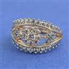 Cz Adjustable Ring With Carat Mehndi Rhodium 2 Tone Plating
