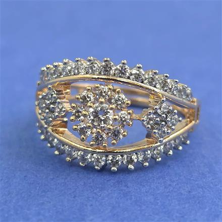 Cz Adjustable Ring With Carat Mehndi Rhodium 2 Tone Plating