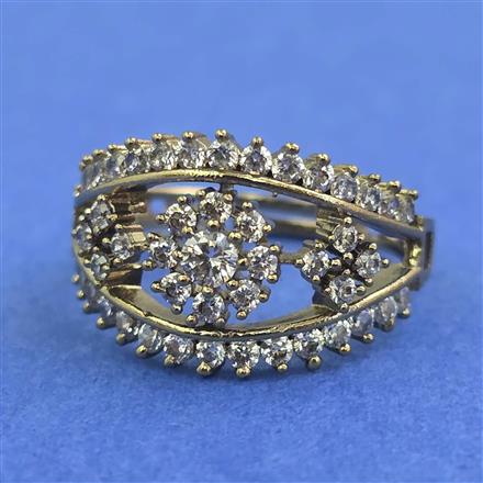 Cz Adjustable Ring With Carat Mehndi Rhodium 2 Tone Plating
