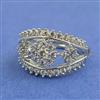 Cz Adjustable Ring With Carat Mehndi Rhodium 2 Tone Plating