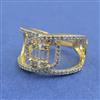 Cz Adjustable Ring With Mehndi Rhodium 2 Tone Plating