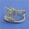 Cz Adjustable Ring With Mehndi Rhodium 2 Tone Plating