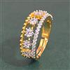 Cz Adjustable Ring With Mehndi 2 Tone Rhodium Plating