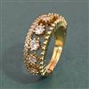 Cz Adjustable Ring With Mehndi 2 Tone Rhodium Plating