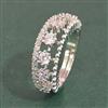 Cz Adjustable Ring With Mehndi 2 Tone Rhodium Plating