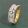 Cz Adjustable Ring With Mehndi 2 Tone Rhodium Plating
