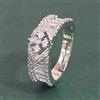 Cz Adjustable Ring With Mehndi 2 Tone Rhodium Plating