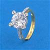 Cubic Zirconia Adjustable Ring With 2 Tone Rhodium Plating