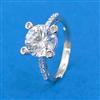 Cubic Zirconia Adjustable Ring With 2 Tone Rhodium Plating