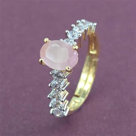 Cz Adjustable Ring With 2 Tone Plating