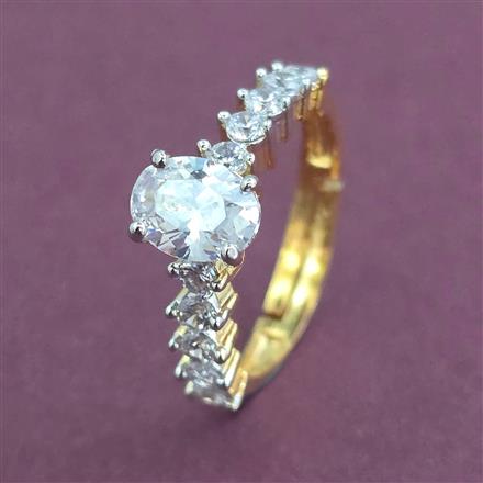 Cz Adjustable Ring With 2 Tone Plating