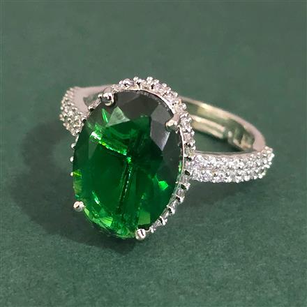 Cz Adjustable Ring With Rhodium Plating