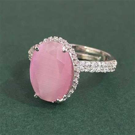 Cz Adjustable Ring With Rhodium Plating