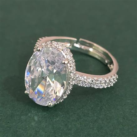 Cz Adjustable Ring With Rhodium Plating