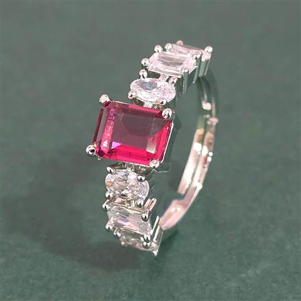Cz Adjustable Ring With Rhodium Plating
