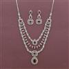 Cz 3 Line Necklace With Rhodium Plating