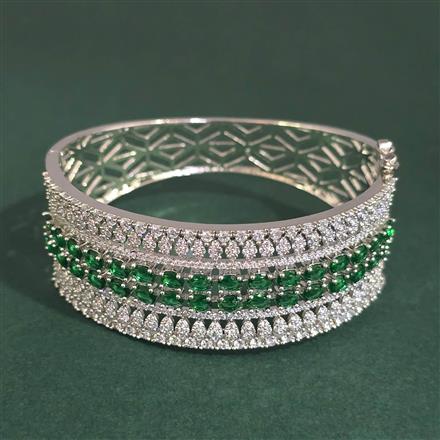 Cz Openable Kada With Rhodium Plating