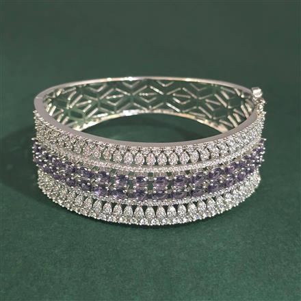 Cz Openable Kada With Rhodium Plating
