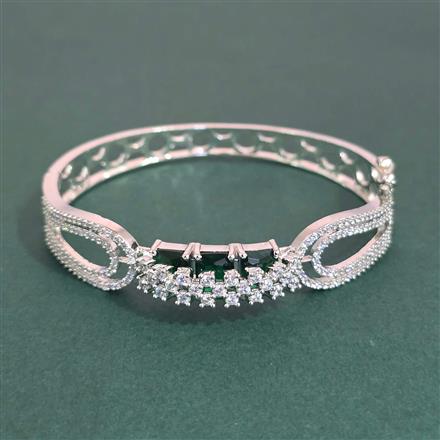 Cz Openable Kada With Rhodium Plating