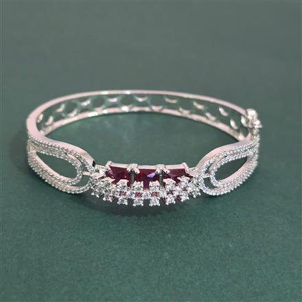 Cz Openable Kada With Rhodium Plating