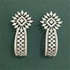 Cz Classic Earring With Mehndi 2 Tone Rhodium Plating