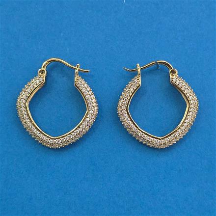 Cubic Zirconia Bali With Mehndi 2 Tone Rhodium Plating