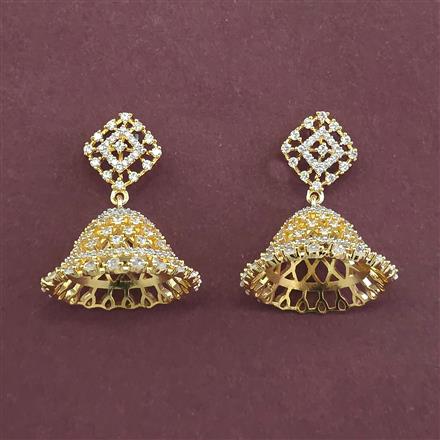 Cz Jhumki With Mehndi 2 Tone Rhodium Plating