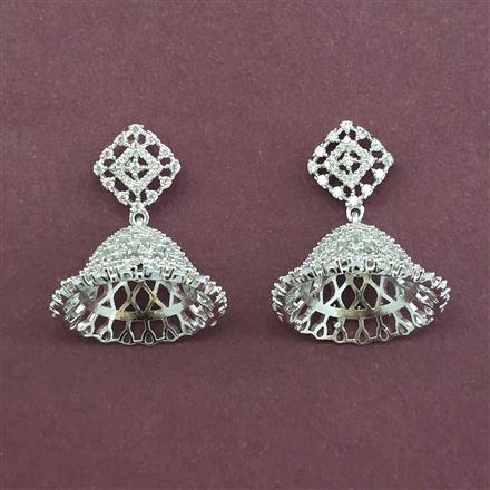Cz Jhumki With Mehndi 2 Tone Rhodium Plating