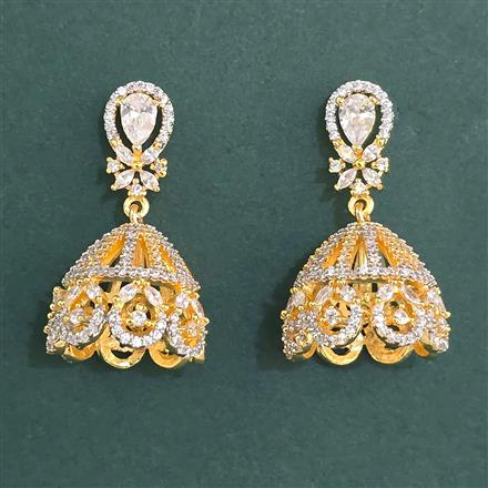 Cz Jhumki With Mehndi 2 Tone Rhodium Plating