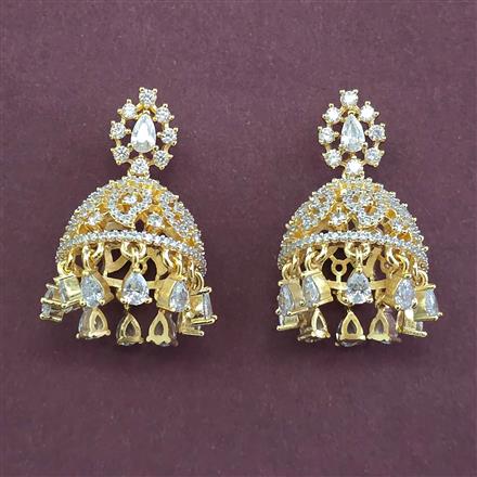 Cz Jhumki With Mehndi 2 Tone Rhodium Plating