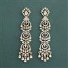 Cz Long Earring With Mehndi 2 Tone Rhodium Plating