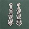 Cz Long Earring With Mehndi 2 Tone Rhodium Plating