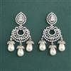 Cz Classic Earring With Mehndi 2 Tone Rhodium Plating