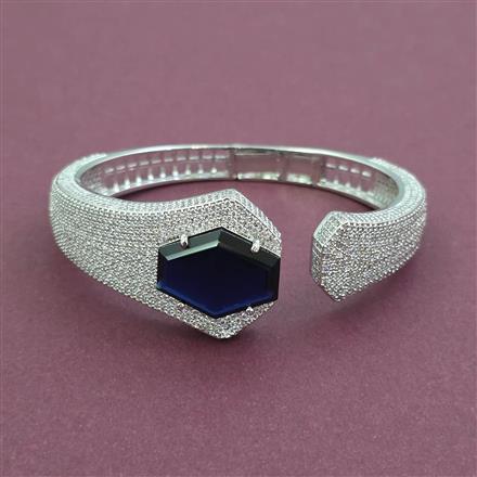 Cz Openable Kada With Rhodium Plating